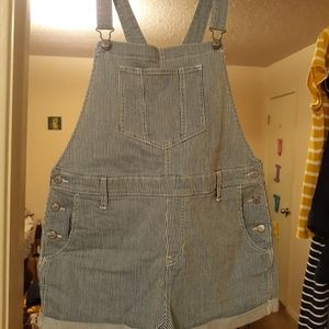 Railroad Striped Women's Shortalls